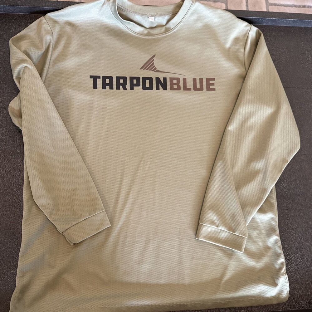 Fishing Long Sleeve Shirt UPF 50 TarponBlue Olive Green Size Large